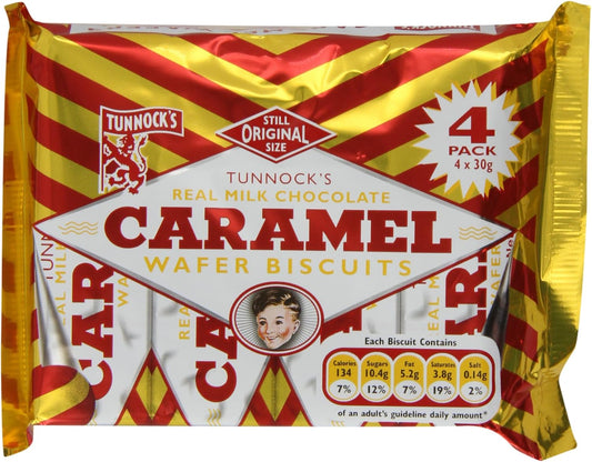 Tunnock's Real Milk Chocolate Caramel Wafer Biscuits 120 g (4 x 30g)