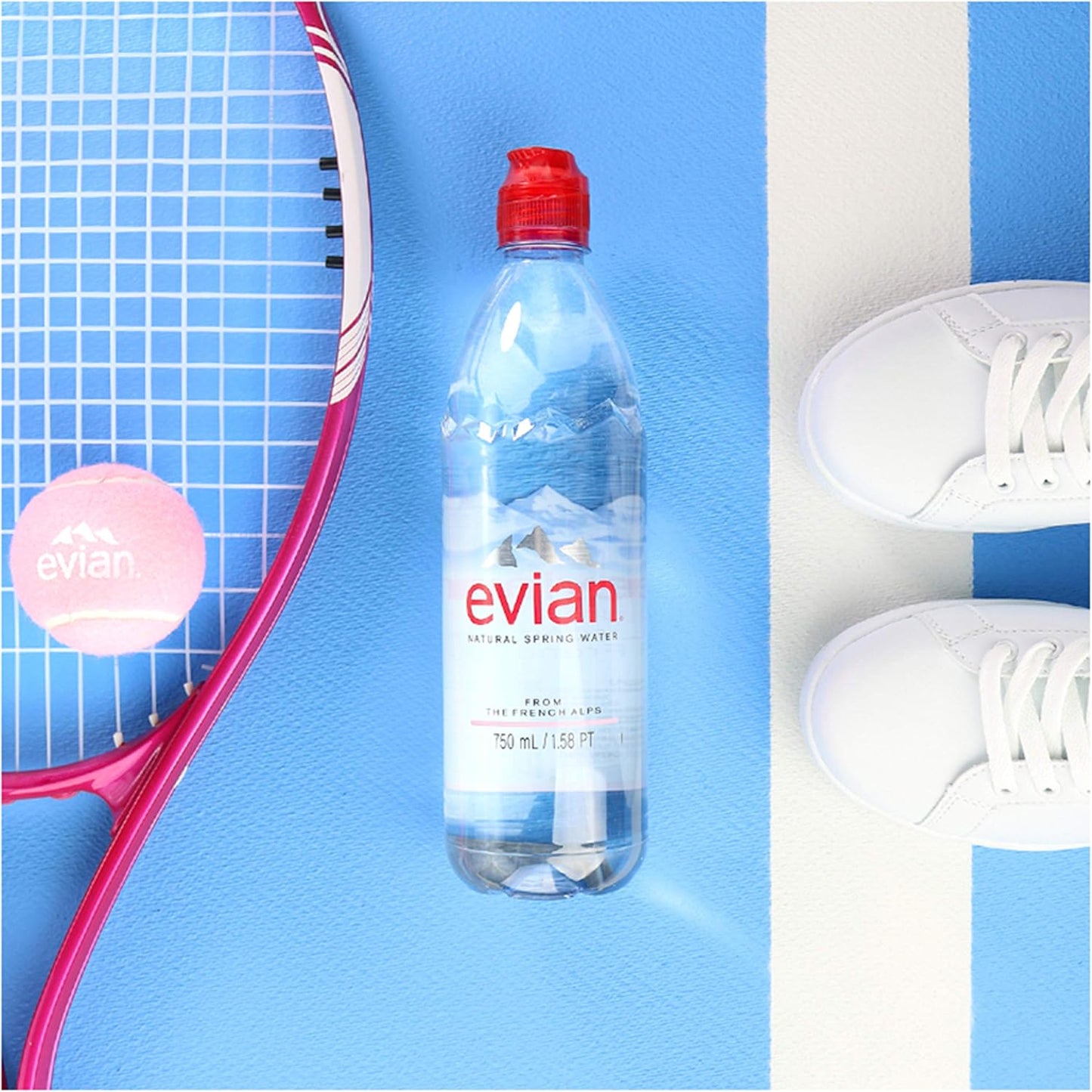 Evian Natural Mineral Water Sports Cap 75cl (PACK OF 12)