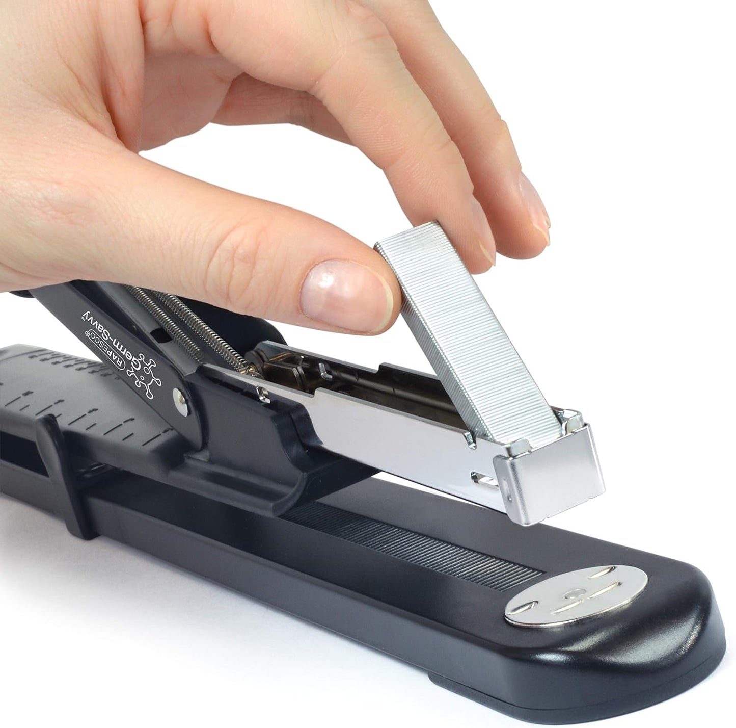 Rapesco 1464 Germ-Savvy Antibacterial, Marlin Long Arm Stapler & 5000 x 26/6 mm Staples, Black