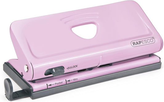 Rapesco 1322 Adjustable 6-Hole Organiser/Diary Punch, 10 Sheet Capacity, Candy Pink