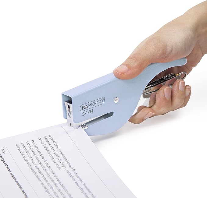 Rapesco 1376 SP-64 Stapling Plier and 1000 Type 21/4mm Staples, 12 Sheet Capacity, Powder Blue