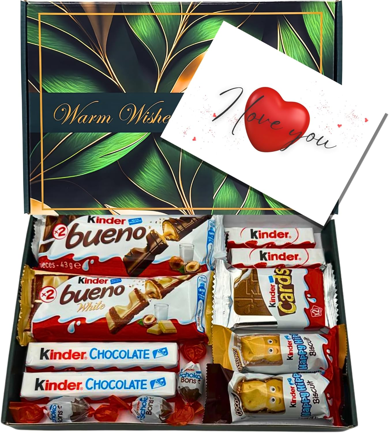Kinder Chocolate Gift Box Hamper, Letter Box Friendly, Perfect for Presents, Surprises and Special Occasions, Kinder Bueno, Happy Hippo, Kinder Cards, Kinder Mini (Love)