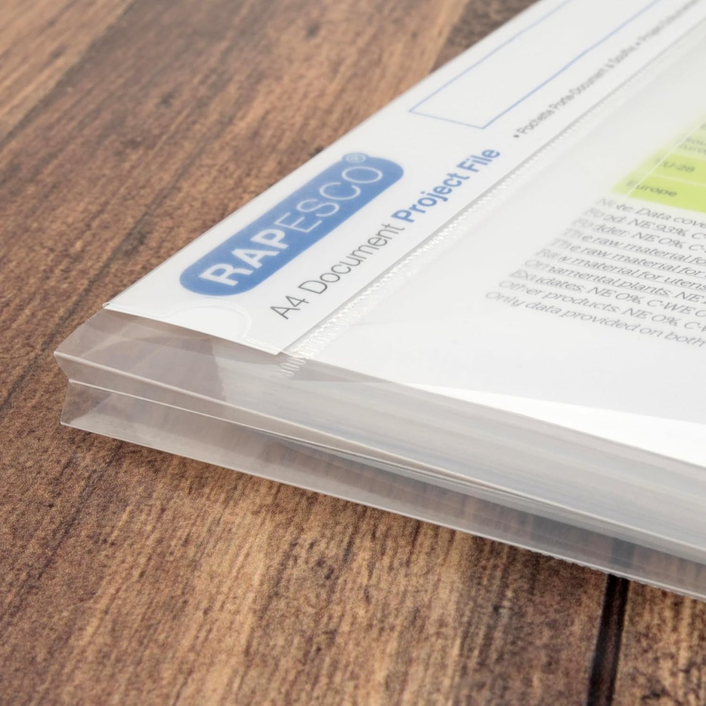 Rapesco 1258 Document Project File, A4, Clear Transparent, Pack of 5