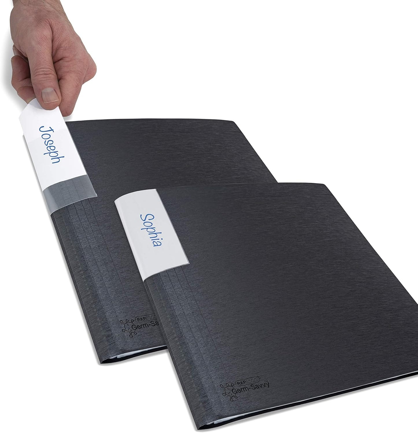 Rapesco 1644 Presentation Folder with Antibacterial Protection, 40 Pockets, A4, Black, Pack of 2