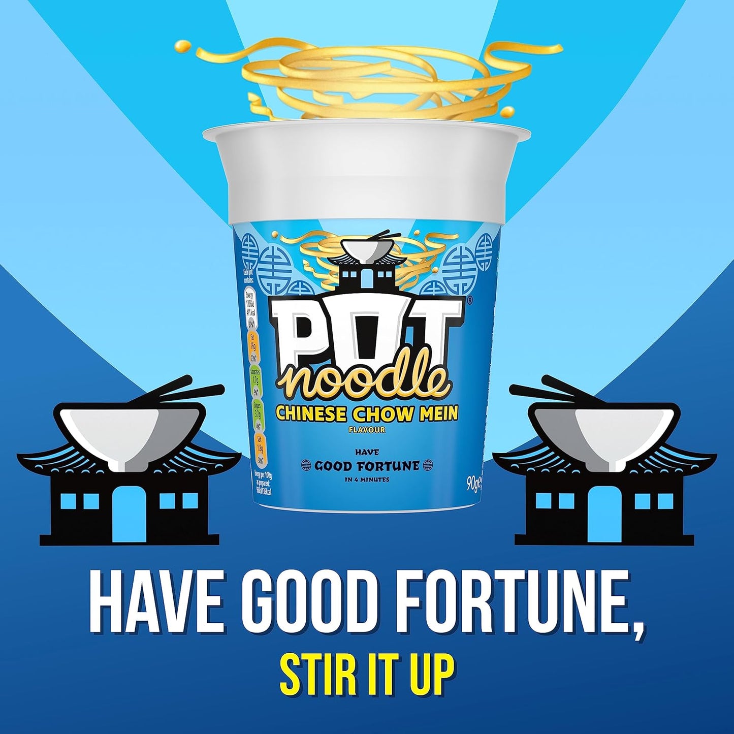 Pot Noodle Chinese Chow Mein Standard Pot Noodle instant vegan* snack quick to make noodles 12x 90 g