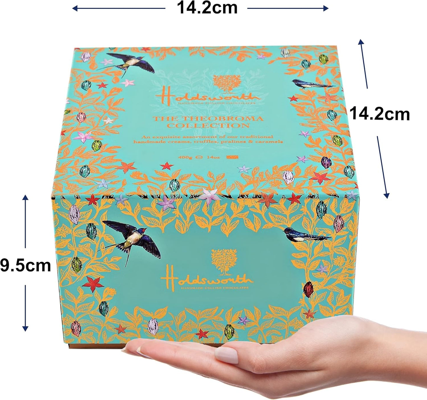 Holdsworth Chocolates Classics - The Theobroma Collection, an Impressive Assortment of Handmade Truffles Creams, Pralines and Caramels all Coasted with Milk, Dark or White Chocolate 400g
