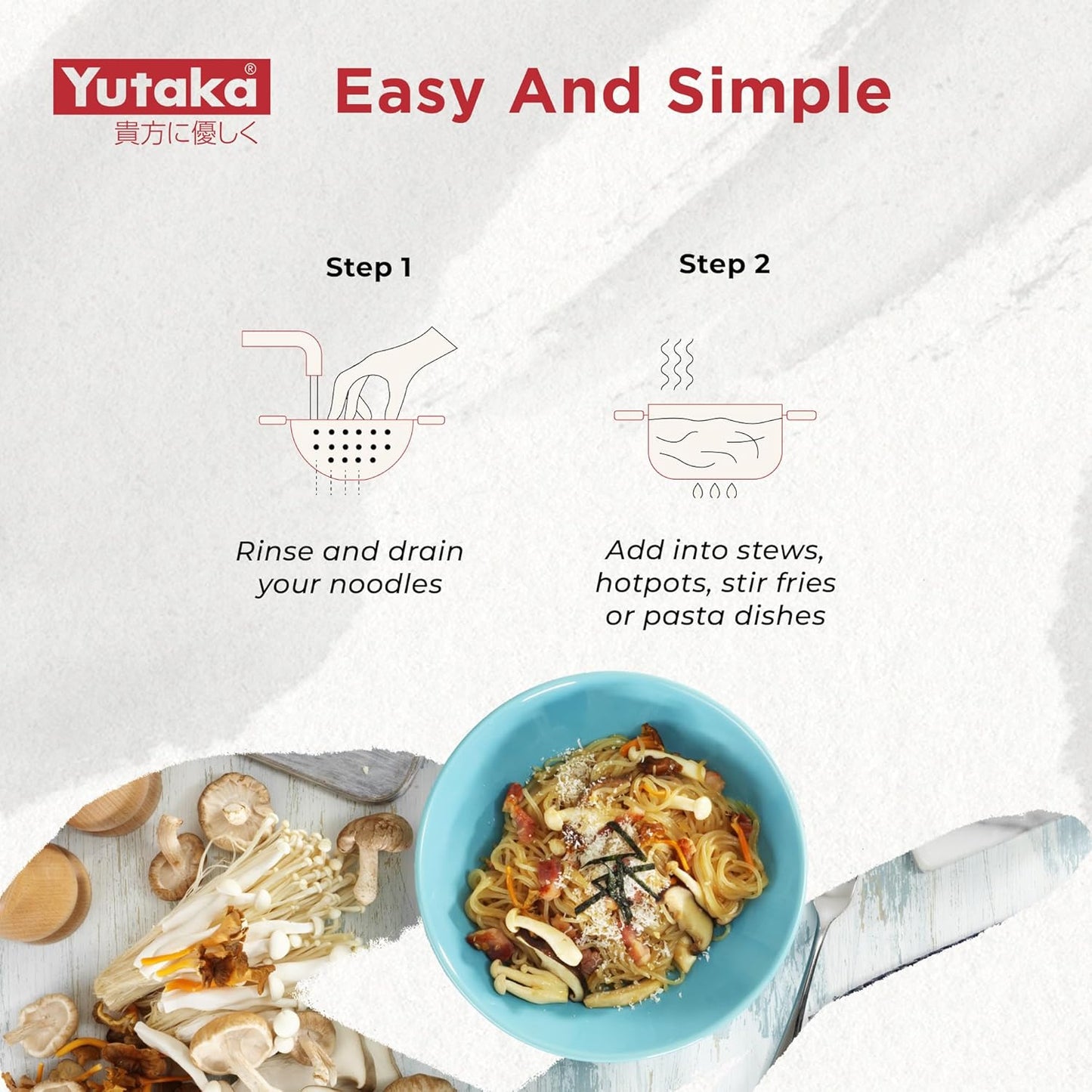 Yutaka White Shirataki Noodles, 375g Net / 170g drained | Authentic Japanese Konjac Noodles | Multipack of 12 | Vegan | Gluten Free | High Fibre | Almost Zero carb or calories