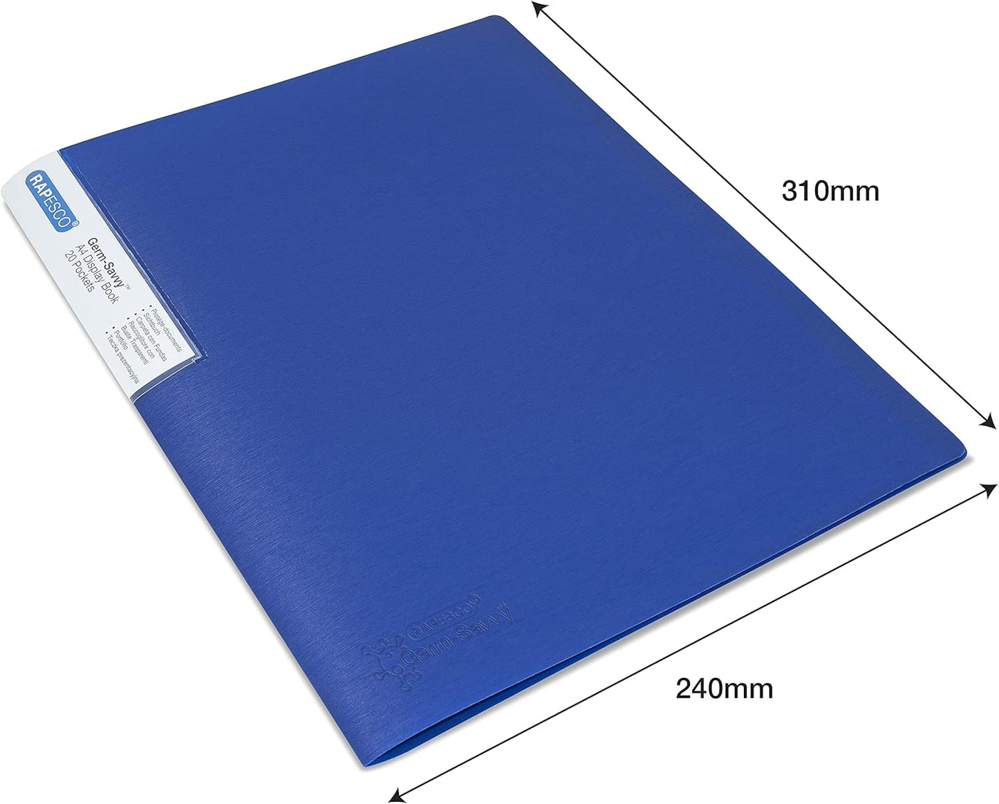Rapesco 1673 Presentation Folder with Antibacterial Protection, 20 Pockets, A4, Blue, Pack of 2