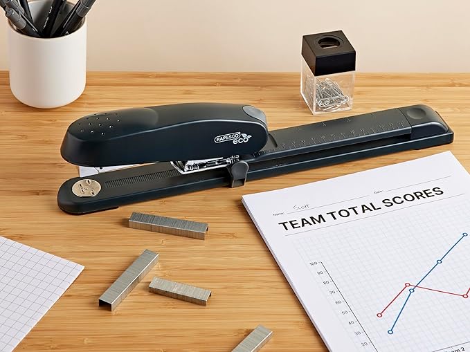 Rapesco 1480 ECO 790 Heavy Duty Long Arm Stapler with 2000 Staples, 50 Sheet Capacity, Charcoal