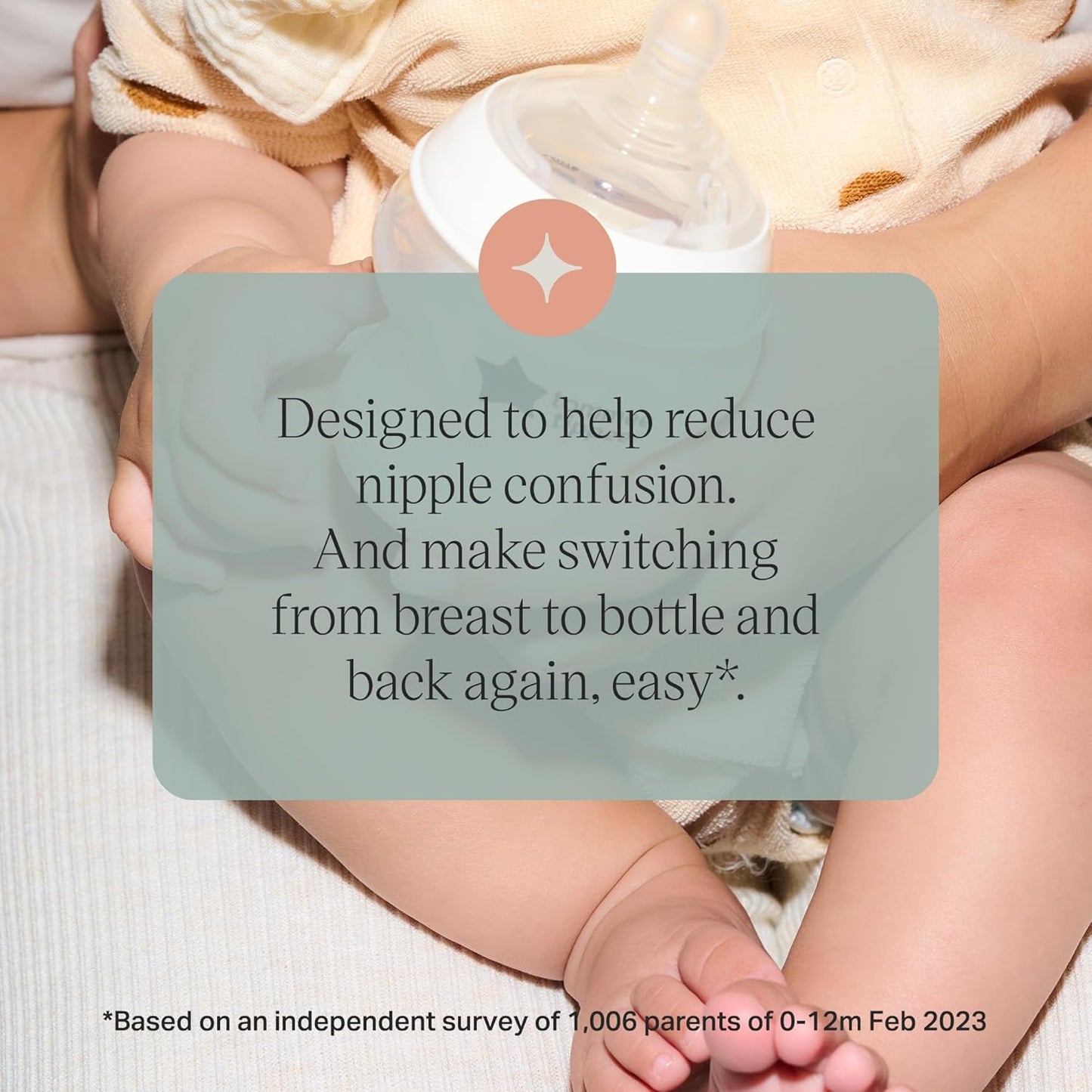 Tommee Tippee Natural Start Baby Bottle Teats, Fast Flow, 6+ Months, Breast-Like for a Natural Latch, Anti-colic Valve, Soft Silicone, Pack of 2