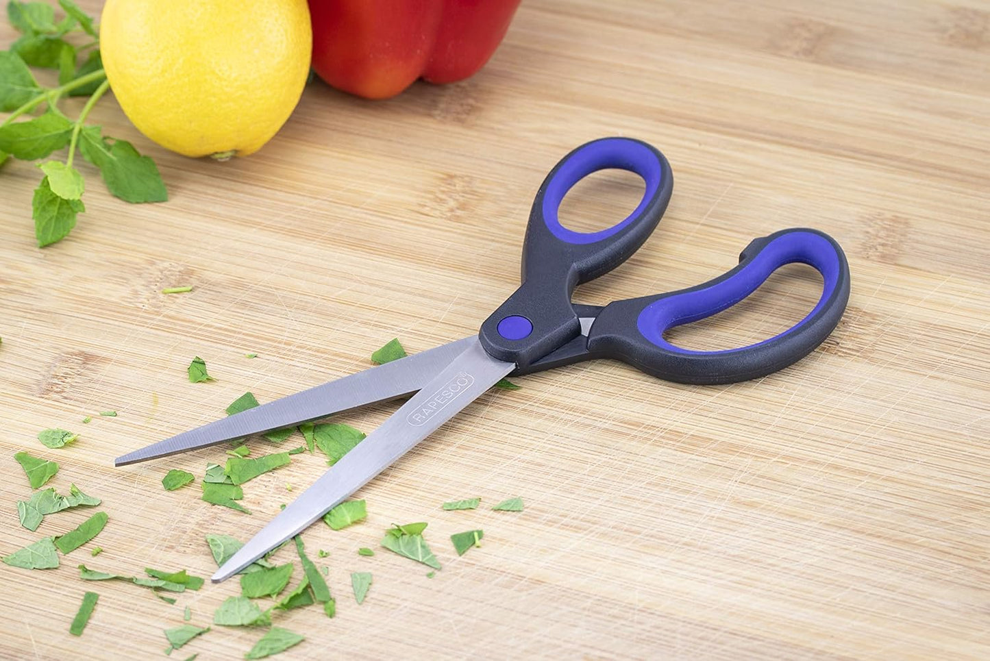 Rapesco 1578 Soft Grip Handle Scissors, Black/Blue, Set of 4