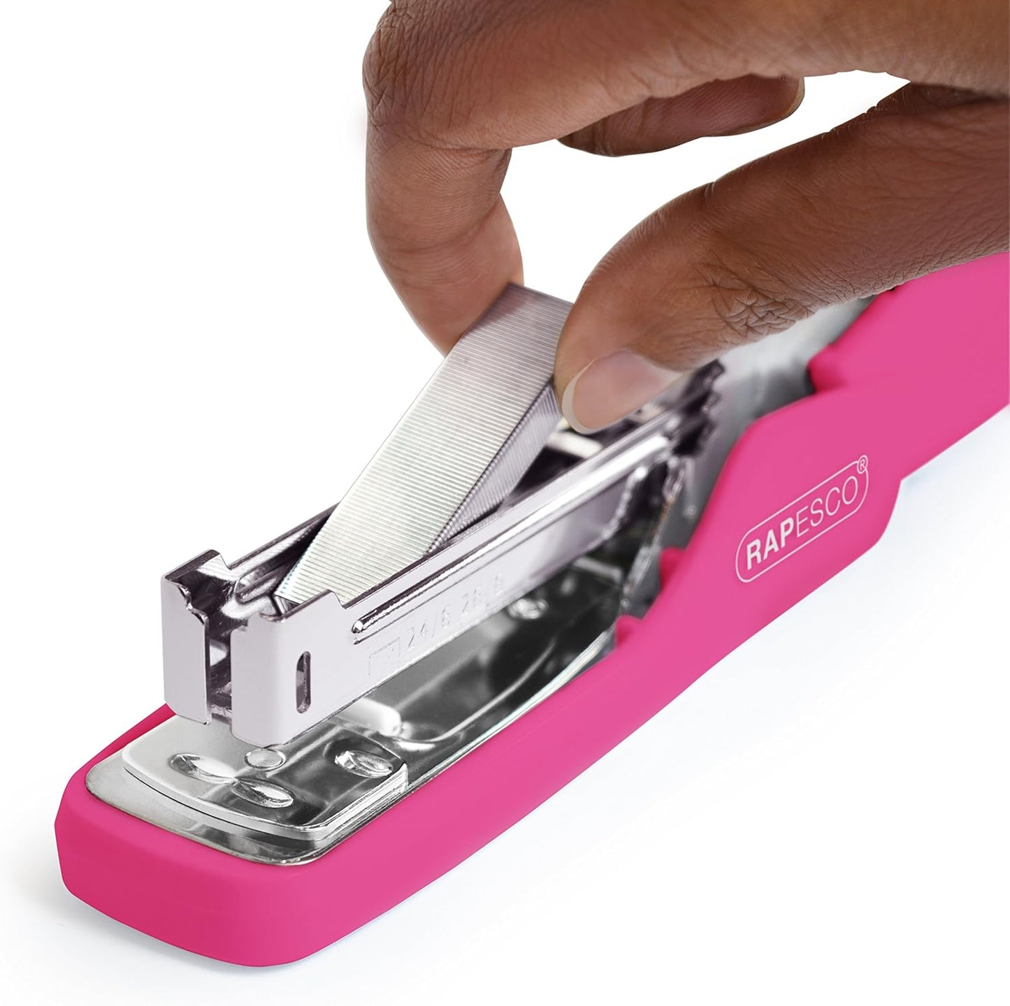 Rapesco 1384 X5-25ps Less Effort Stapler, 25 Sheet Capacity, Hot Pink