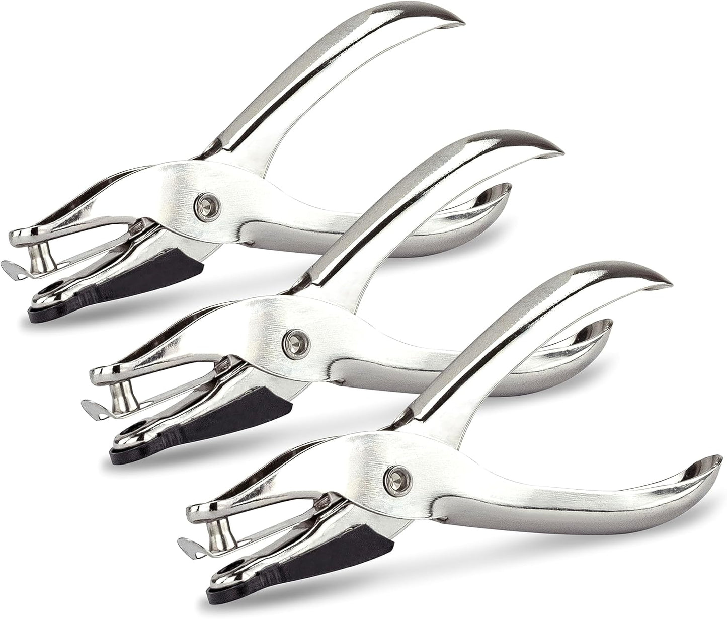 Rapesco 1739 Business Pack: 3 x Single Hole Punch Model 25, 10 Sheet Capacity, Silver