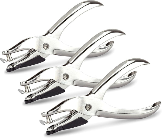 Rapesco 1739 Business Pack: 3 x Single Hole Punch Model 25, 10 Sheet Capacity, Silver