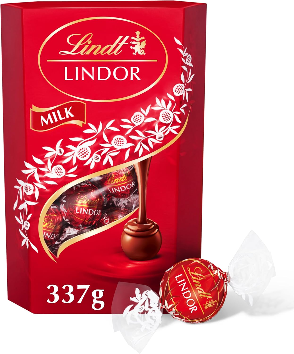 Lindt Lindor Milk Chocolate Truffles Box Large - Approx 26 balls, 337g - Chocolate Truffles with a Smooth Melting Filling - Gift Present or Sharing Box - Valentine's Day, Birthday, Congratulations