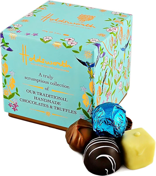 Holdsworth Chocolates Classics - Classic Assorted Truly Scrumptious Handmade Chocolate Truffles all Coated with Milk, Dark or White Chocolate 100g