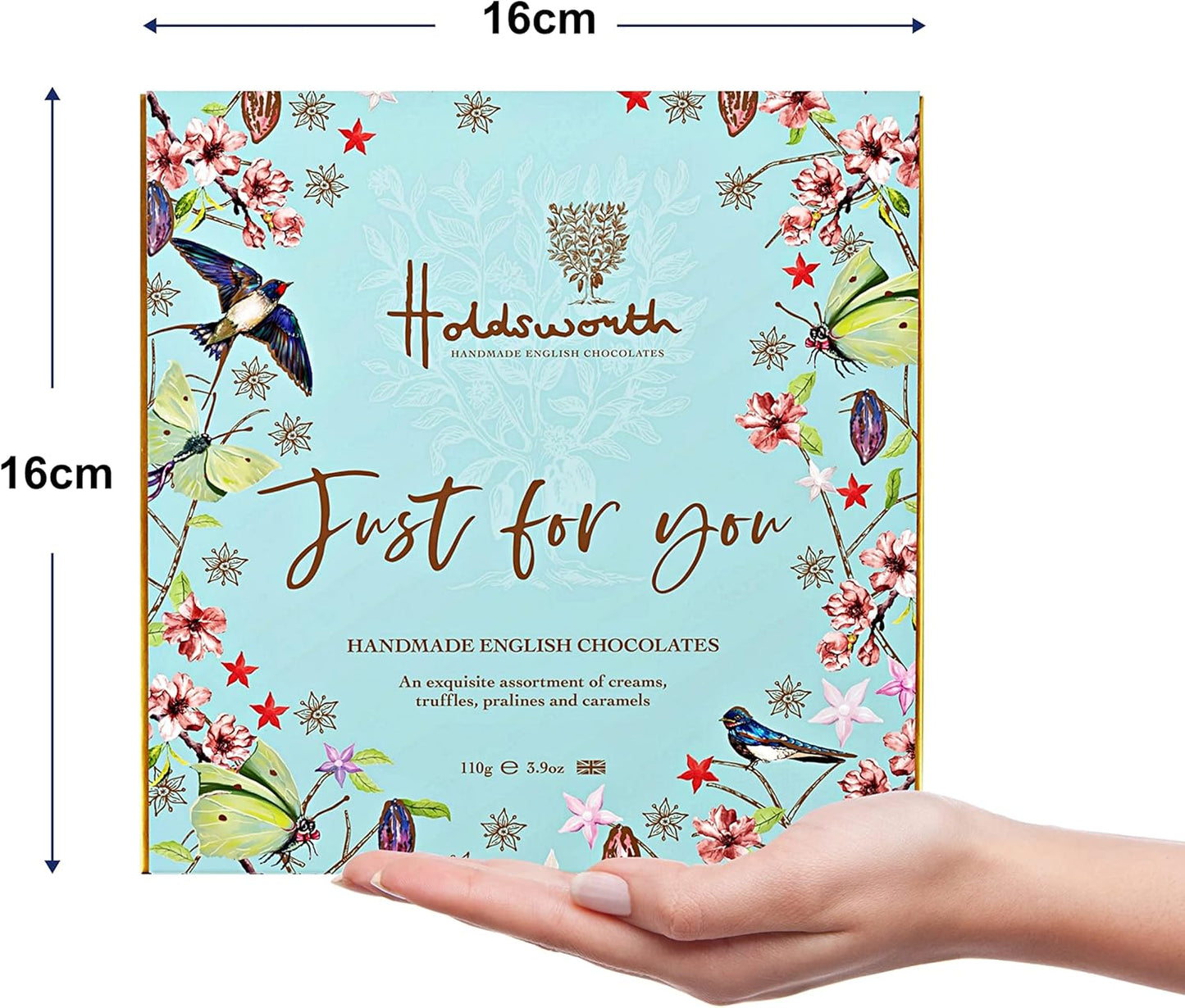 Holdsworth Chocolates Occasions Collection - Just For You Gift Box Filled with Handmade Truffles and Assorted Milk, Dark and White Chocolates Perfect for gifting 110g
