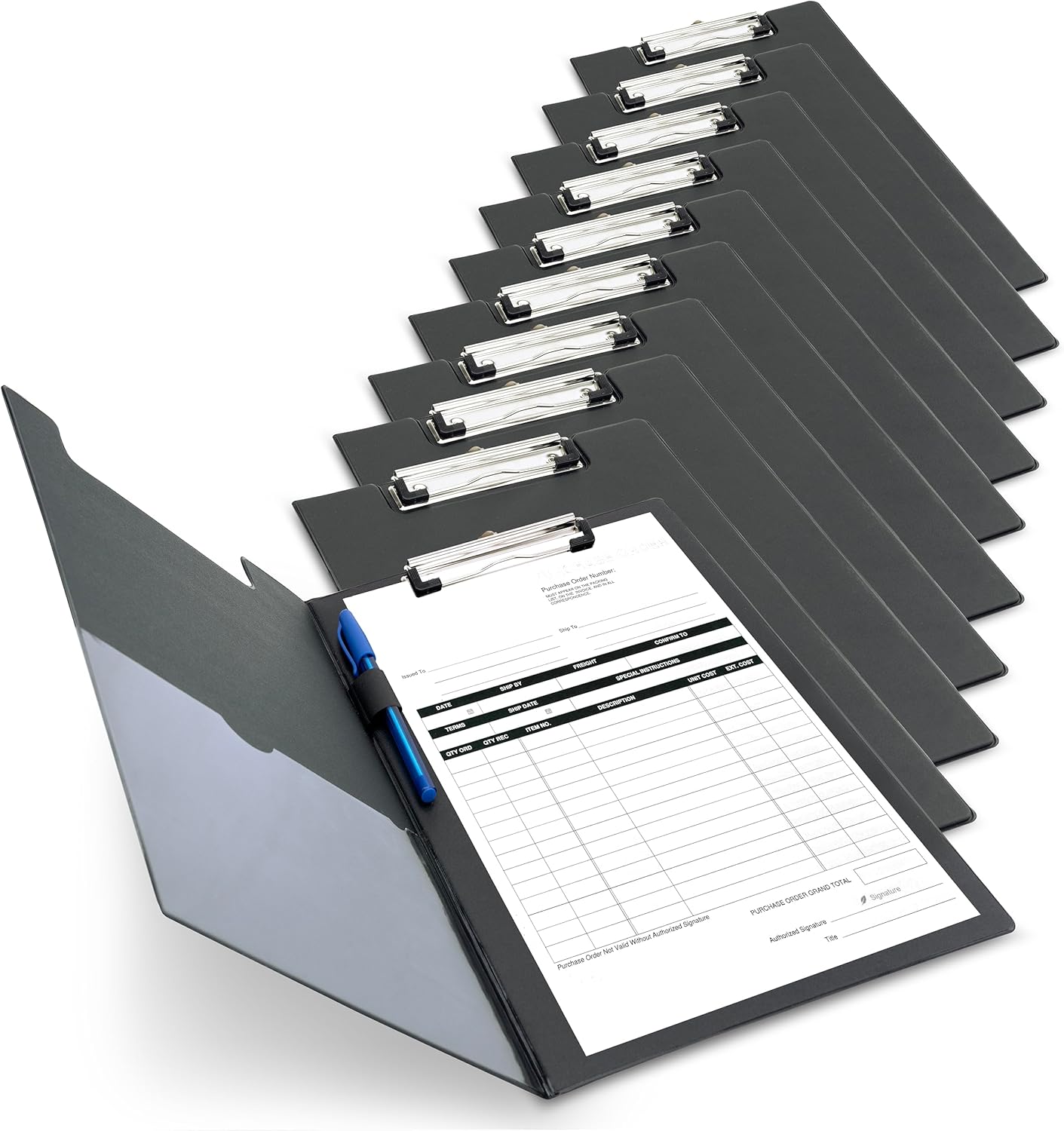 Rapesco 1520A Business Pack: 10 Fold Over Clipboards, A4+, Black