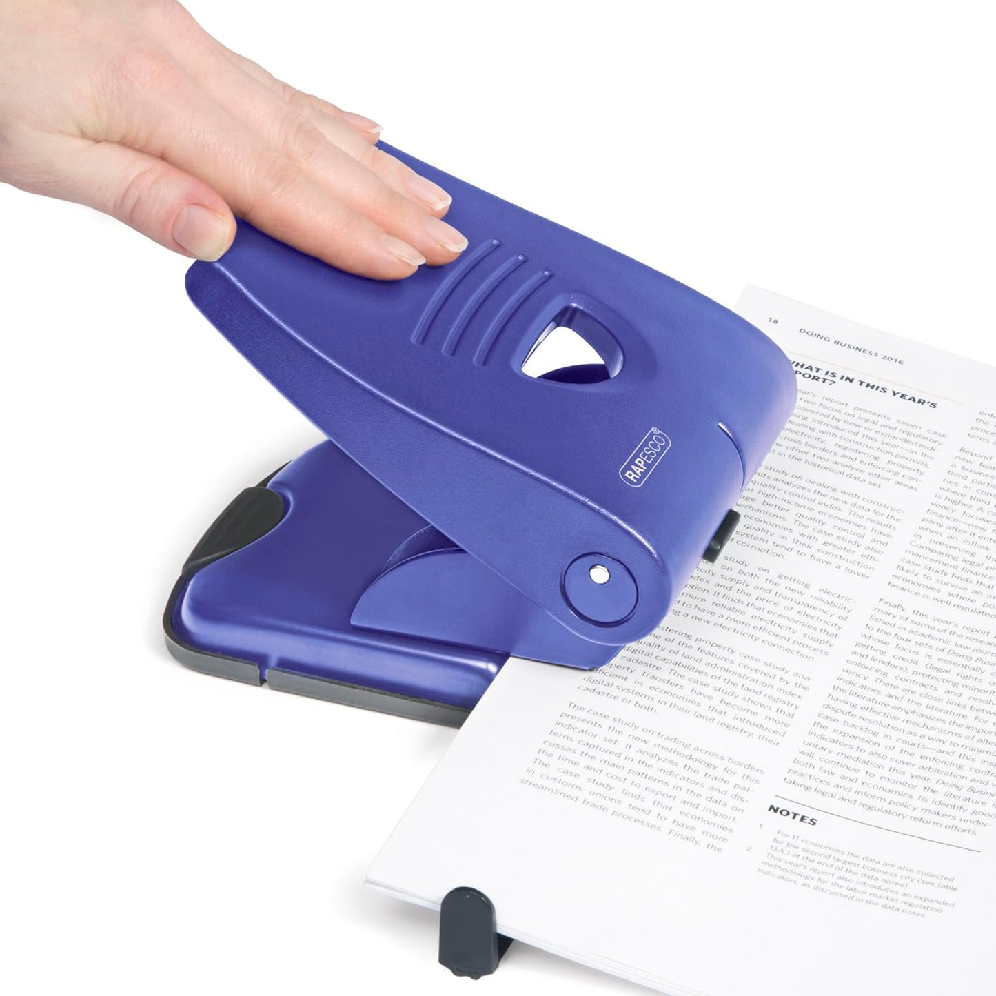 Rapesco PF835PL2 Heavy Duty 835-P 2-Hole Punch, 40 Sheet Capacity, Blue