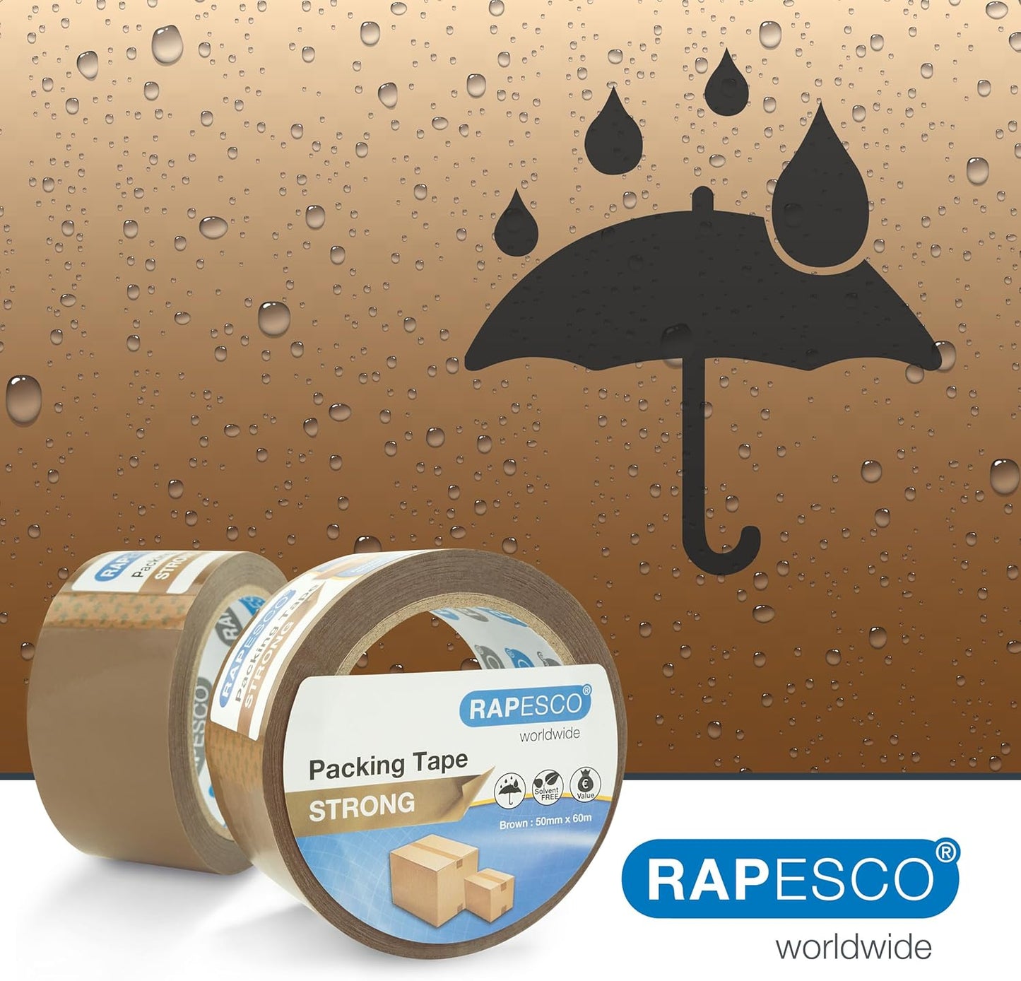 Rapesco 1751 Strong Packing Tape 50mm x 60m, Clear, Pack of 3