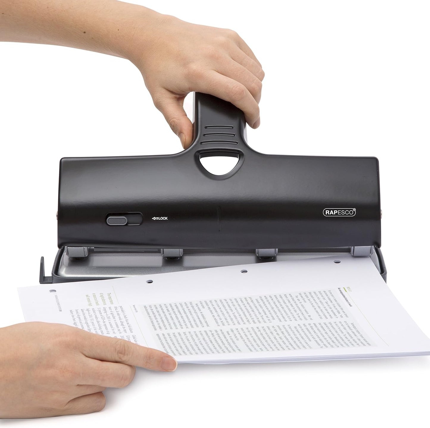 Rapesco 1293 Heavy Duty ALU 40 Metal 4-Hole Punch, 40 Sheet Capacity, Black