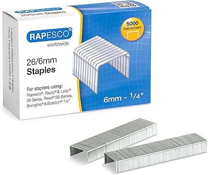 Rapesco S11662Z3 26/6mm No.56 Galvanised Staples, Box of 5000