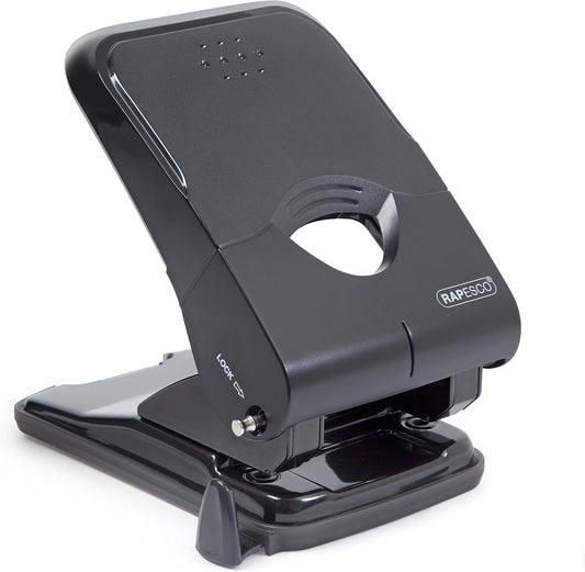 Rapesco 1233 X5-50Ps Less Effort Heavy Duty Hole Punch, 50 Sheets Capacity, Black