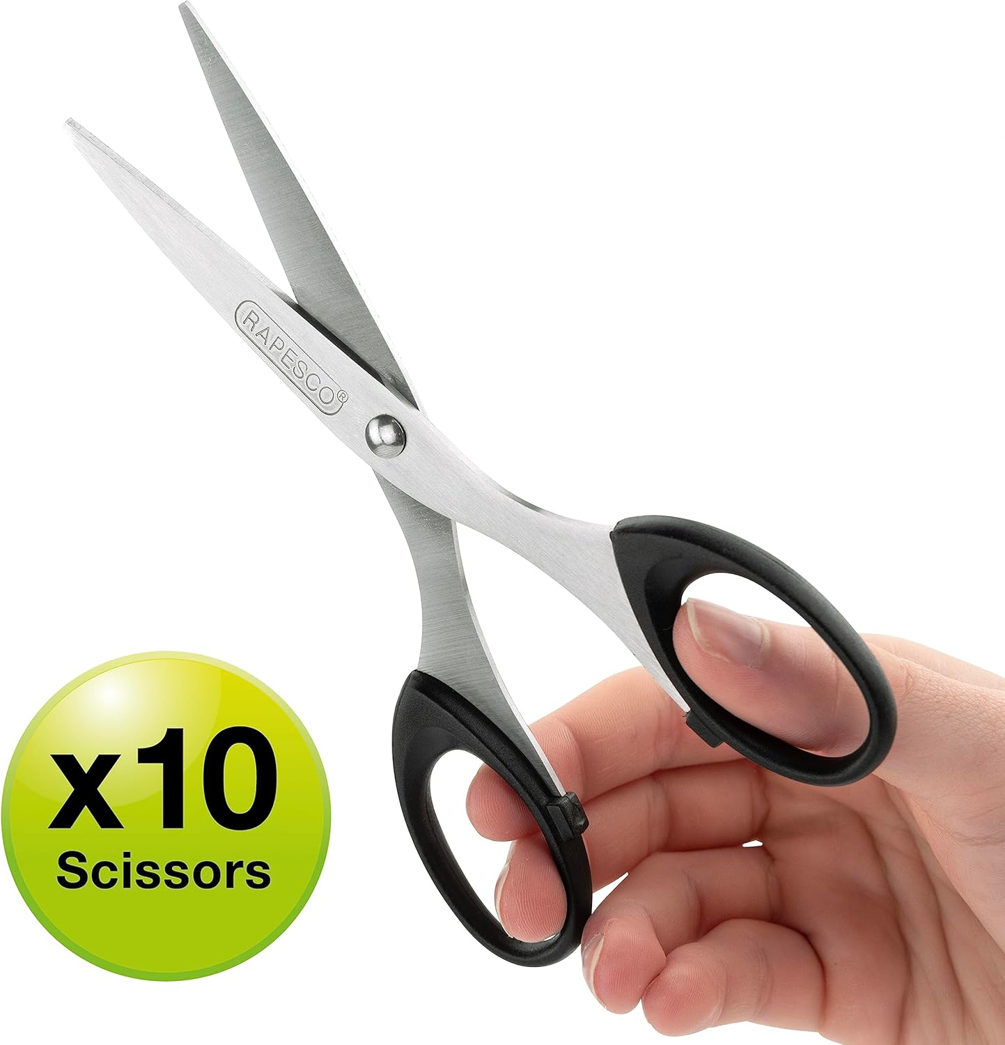 Rapesco 1579 Business Pack: 10 Essential 16cm Stainless-Steel Scissors, Black