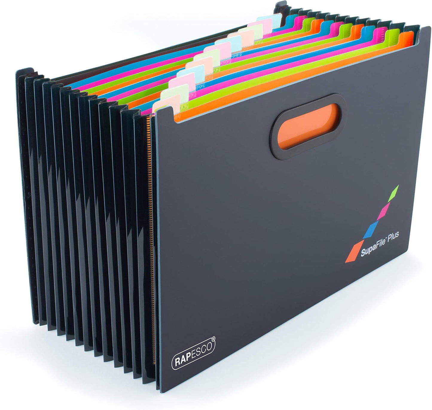 Rapesco 1489 Germ-Savvy Antibacterial, SupaFile A4 13-Part Landscape Desktop Expanding File with Multi-Coloured Dividers