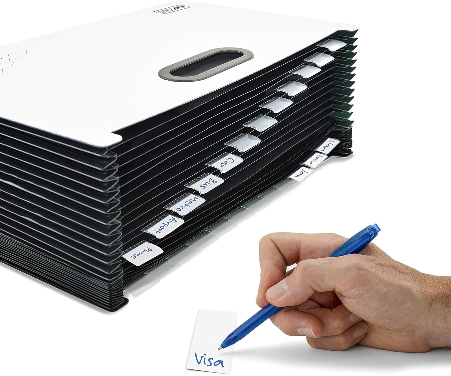 Rapesco 1622 SupaFile Plus A4+ Desktop Expanding File Organiser, Oversized to Fit Folders, 26-Part, White/Black