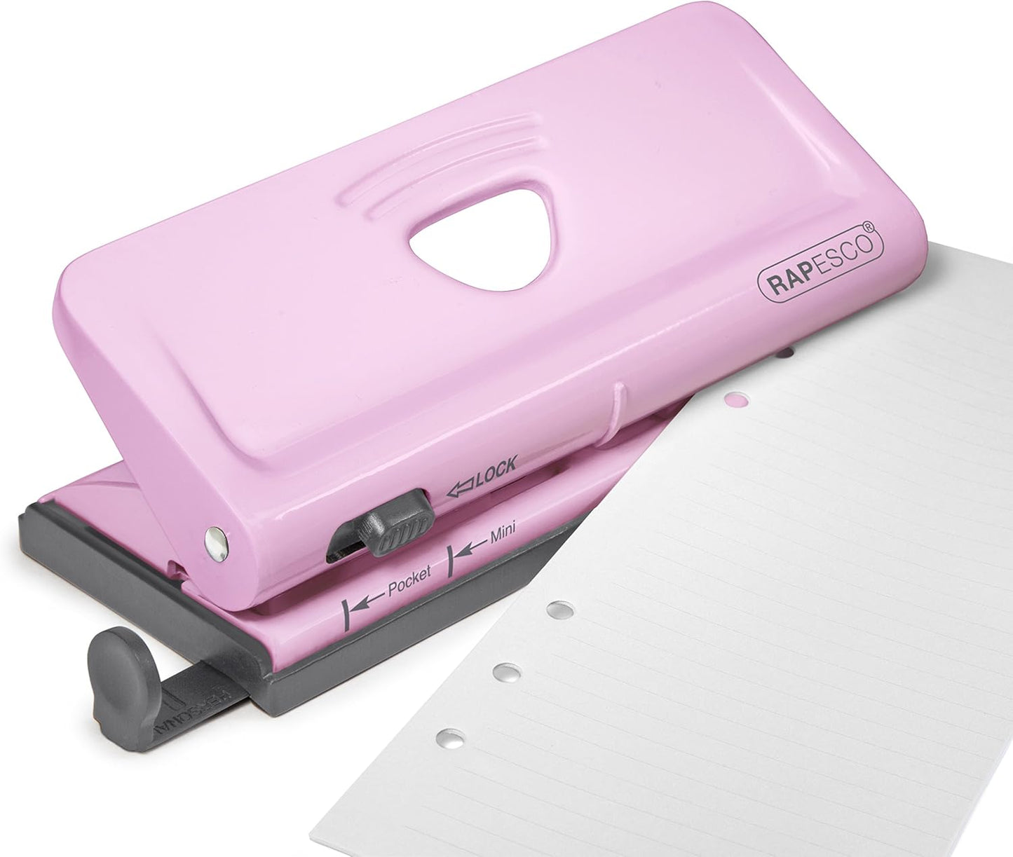 Rapesco 1322 Adjustable 6-Hole Organiser/Diary Punch, 10 Sheet Capacity, Candy Pink