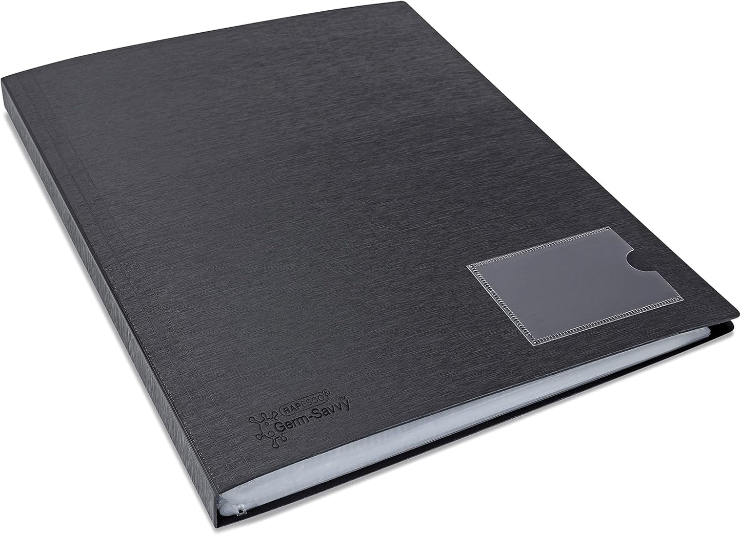 Rapesco 1651 Germ-Savvy Antibacterial, Hardcover Polypropylene Presentation Folder 50 Pockets A4, Black