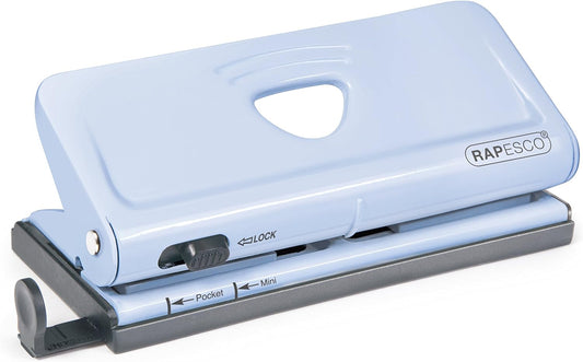 Rapesco 1323 Adjustable 6-Hole Organiser/Diary Punch, 10 Sheet Capacity, Powder Blue