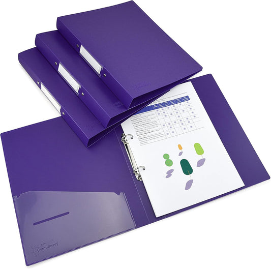 Rapesco 1663 2-Ring Binder with Antibacterial Protection, 35 mm Spine, A4, Purple, Pack of 4