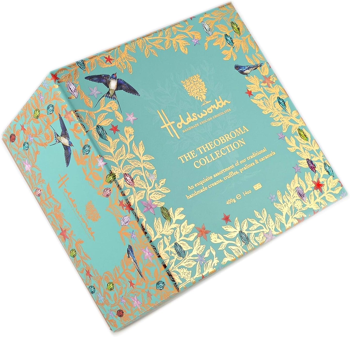 Holdsworth Chocolates Classics - The Theobroma Collection, an Impressive Assortment of Handmade Truffles Creams, Pralines and Caramels all Coasted with Milk, Dark or White Chocolate 400g