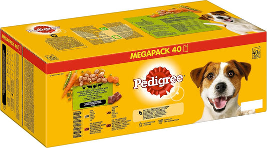 PEDIGREE - Adult Wet Dog Food Pouches - 40 x 100 g - Mixed Selection in Gravy - Dog Food Wet Bulk Pack