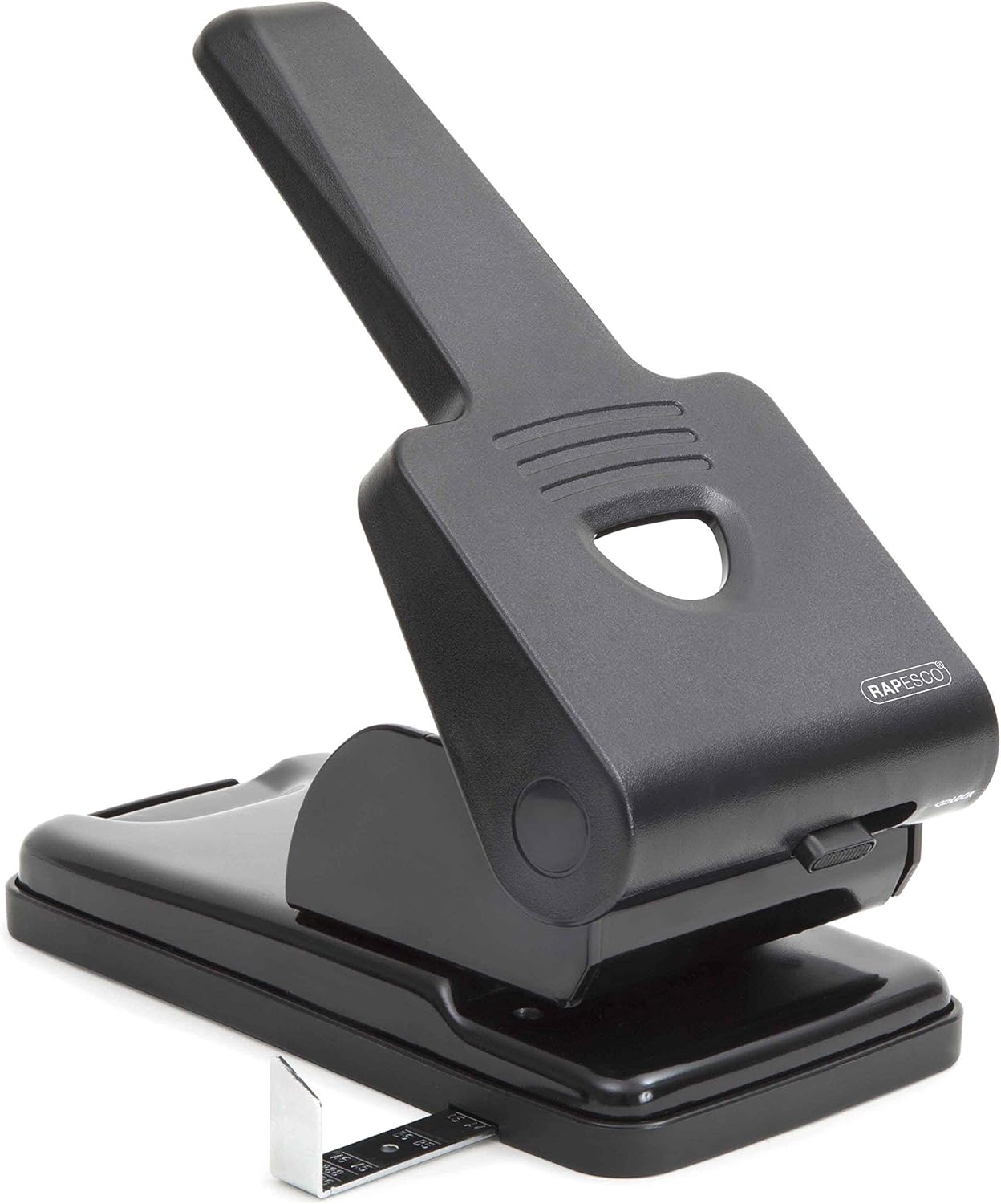 Rapesco 1015 Heavy Duty ALU 65 Metal 2-Hole Punch, 65 Sheet Capacity, Black