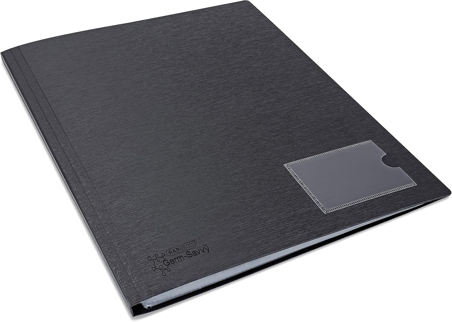 Rapesco 1649 Germ-Savvy Antibacterial, Hardcover Polypropylene Presentation Folder 24 Pockets A4, Black