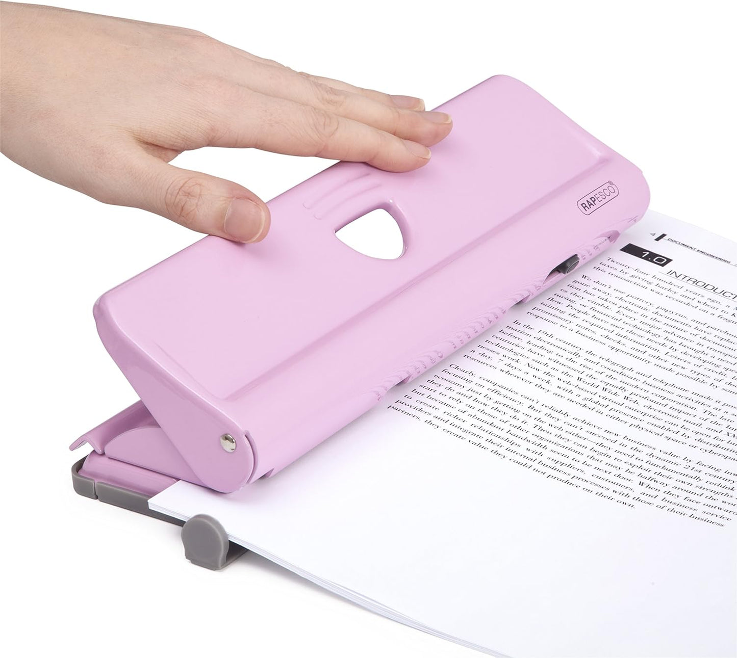 Rapesco 1347 720 4-Hole Metal Punch, 22 Sheet Capacity, Candy Pink