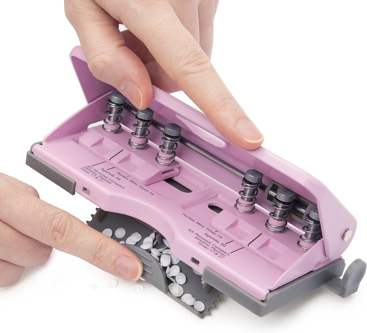 Rapesco 1322 Adjustable 6-Hole Organiser/Diary Punch, 10 Sheet Capacity, Candy Pink