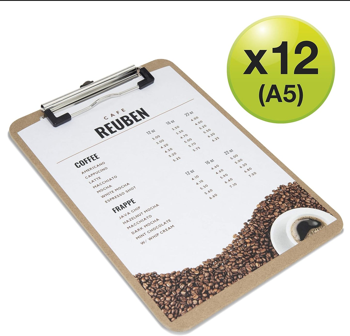 Rapesco 1608 Business Pack: 12 Standard Hardboard Clipboards, A5, Brown
