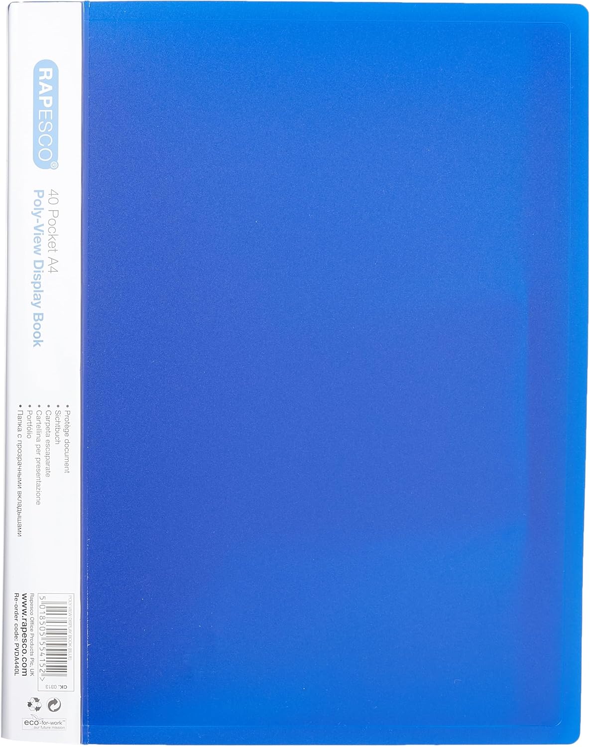 Rapesco PVDA440L Poly-View Display Book, A4, 40 Pockets, Blue