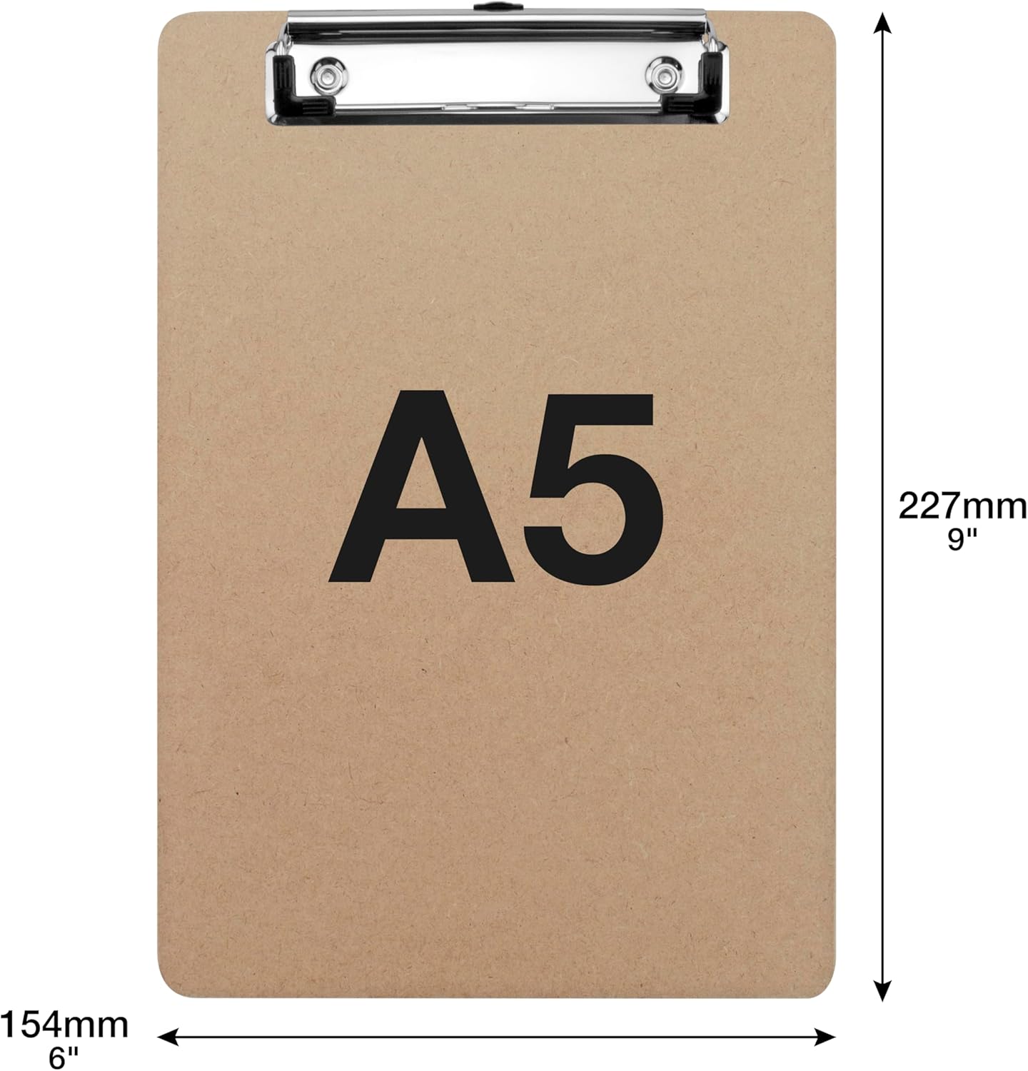Rapesco 1608 Business Pack: 12 Standard Hardboard Clipboards, A5, Brown