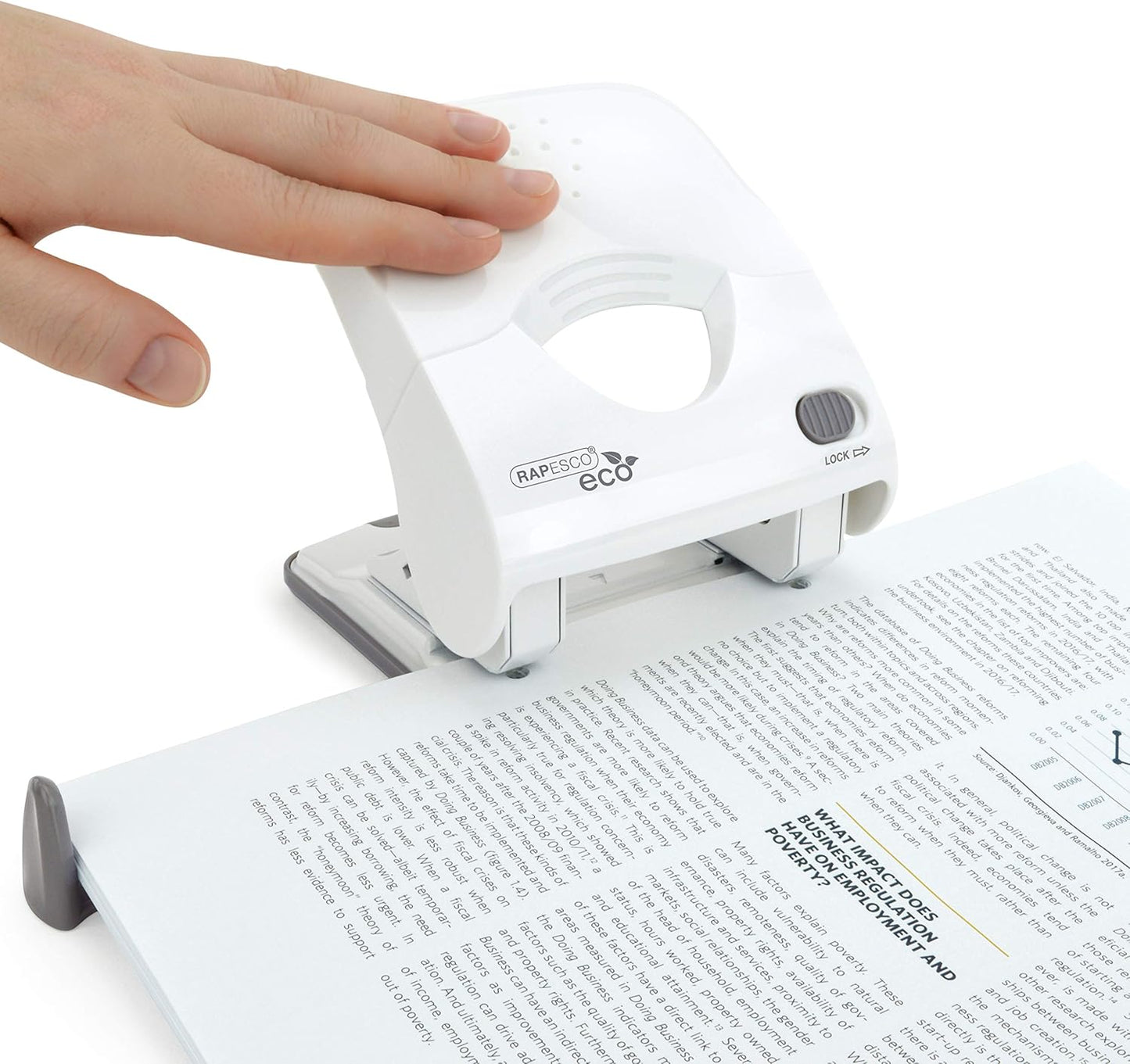 Rapesco 1526 ECO X5-40ps Less Effort 2-Hole Punch, 40 Sheet Capacity, Soft White