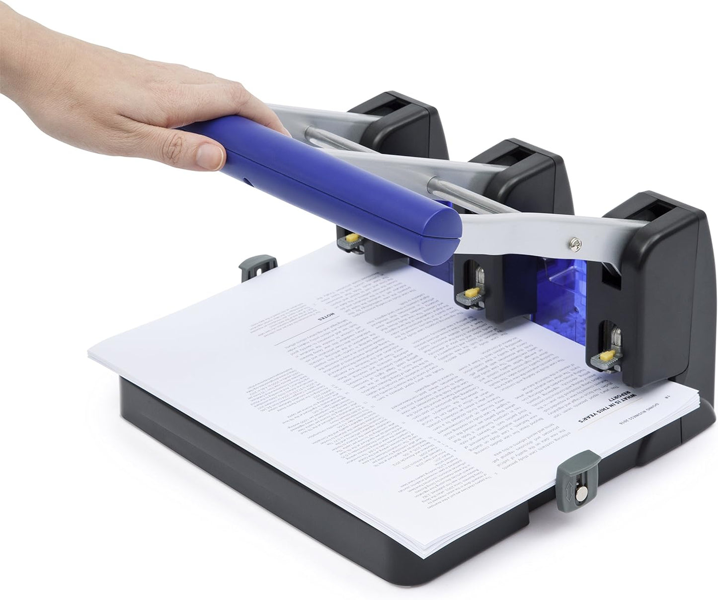 Rapesco 1272 P3100 High-Capacity 3-Hole Punch, 100 Sheet Capacity, Black and Purple