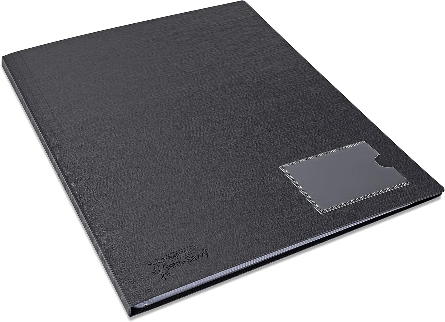 Rapesco 1648 Germ-Savvy Antibacterial, Hardcover Polypropylene Presentation Folder 12 Pockets A4, Black
