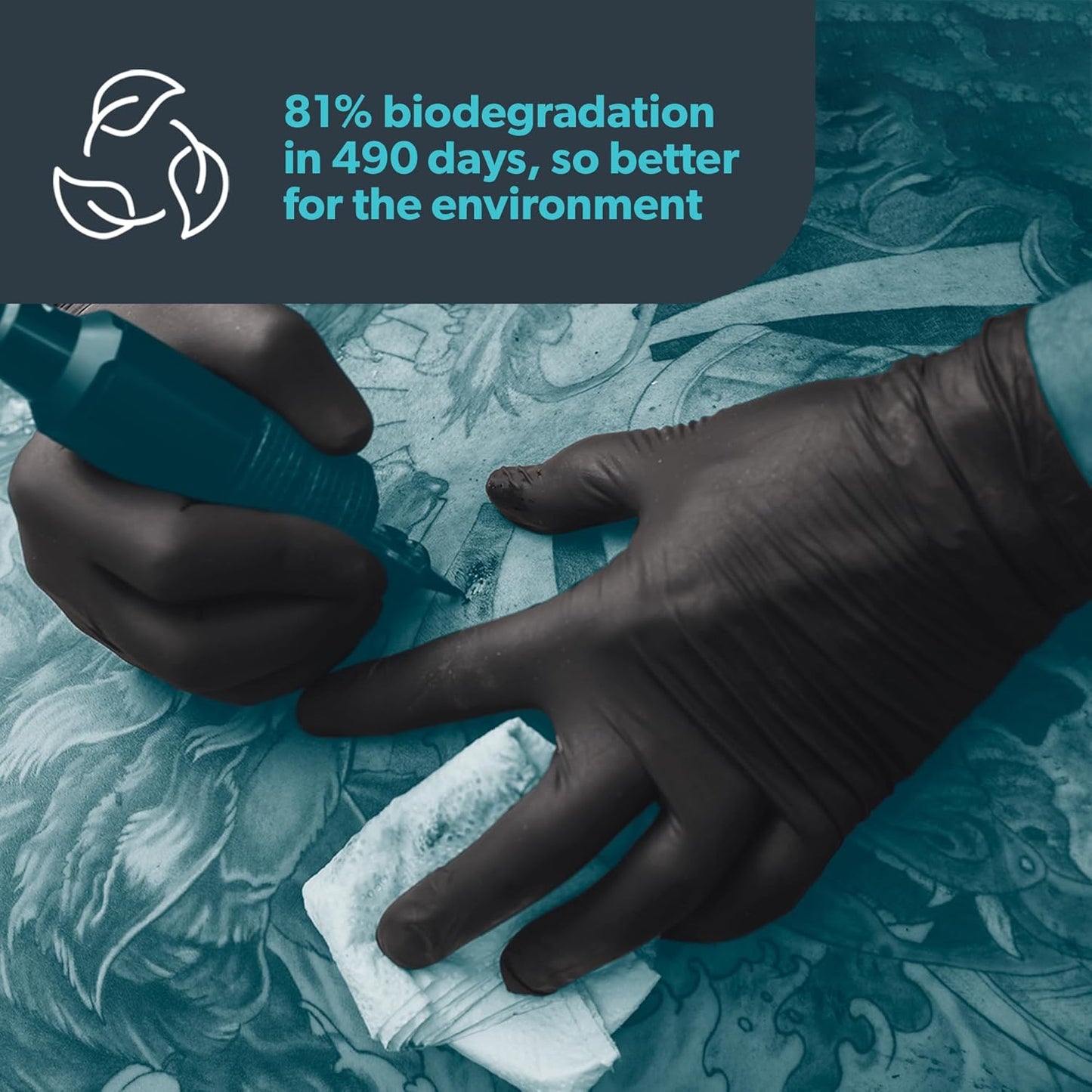 Unigloves BioTouch Nitrile Disposable Gloves - Biodegradable, Multipurpose, Medical Grade Examination Gloves - Box of 100 Gloves, Black, Extra Small (GM0091)