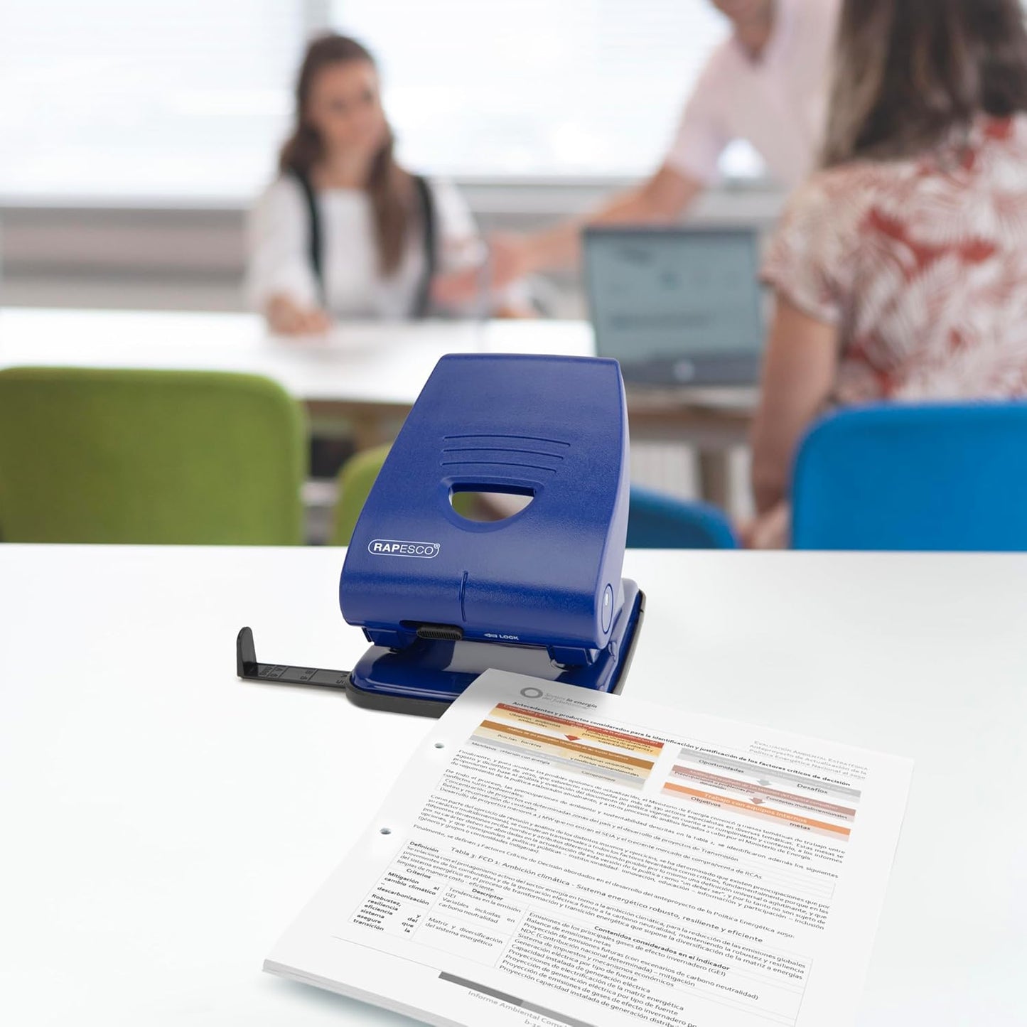 Rapesco PF835PL2 Heavy Duty 835-P 2-Hole Punch, 40 Sheet Capacity, Blue