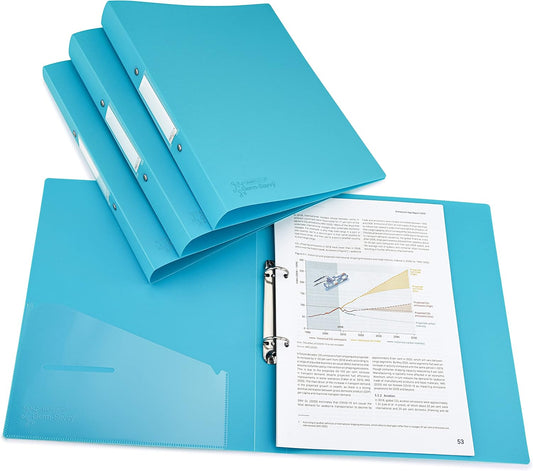 Rapesco 1664 2-Ring Binder with Antibacterial Protection, 35 mm Spine, A4, Aqua, Pack of 4
