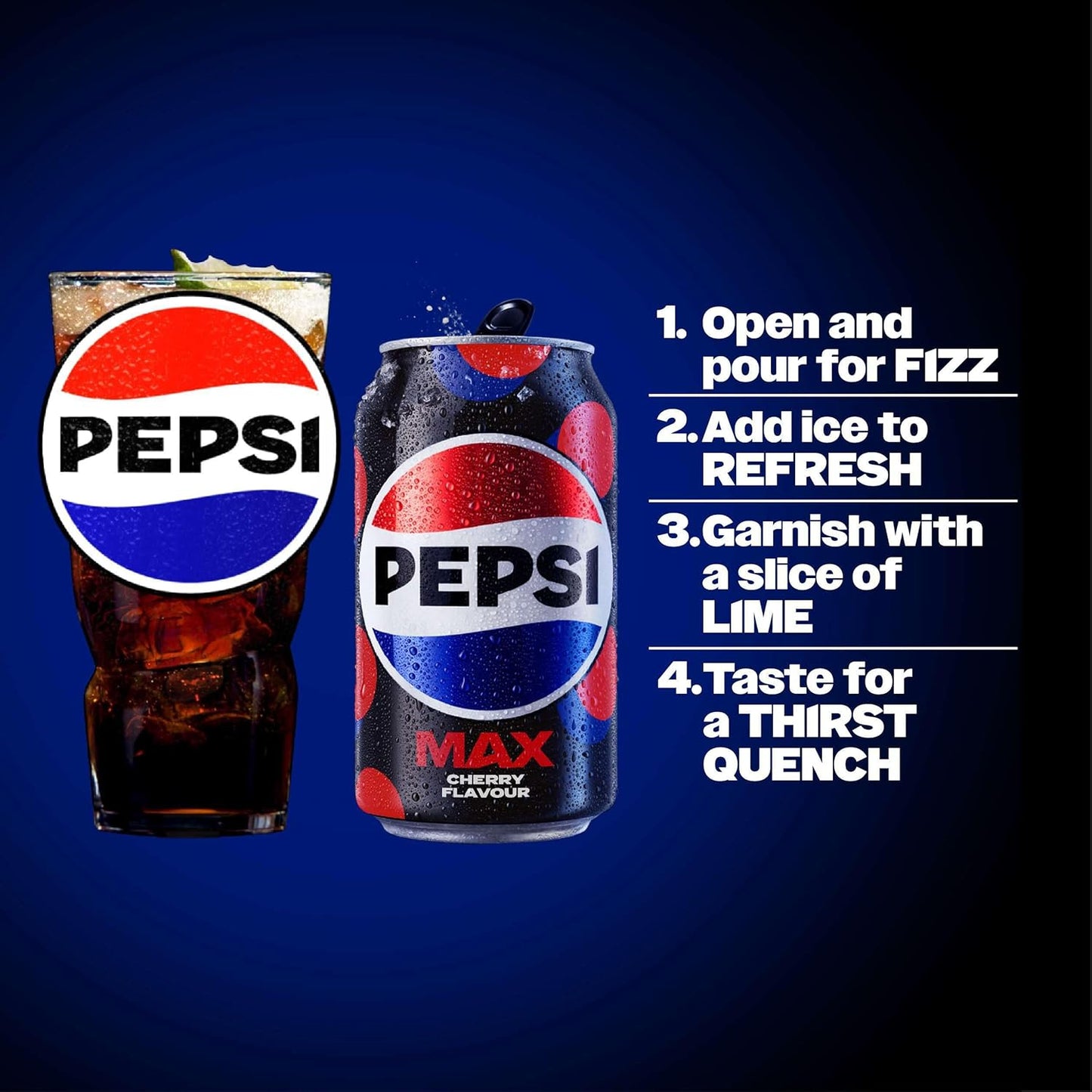 Pepsi Max Cherry No Sugar Cola Cans 24 x 330ml